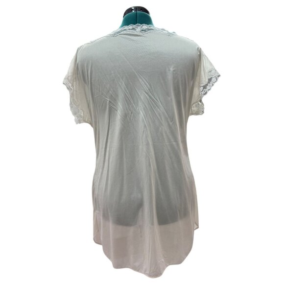 Vintage White Lace-Trimmed Nightgown With Flutter Sleeves Medium - Picture 3 of 15